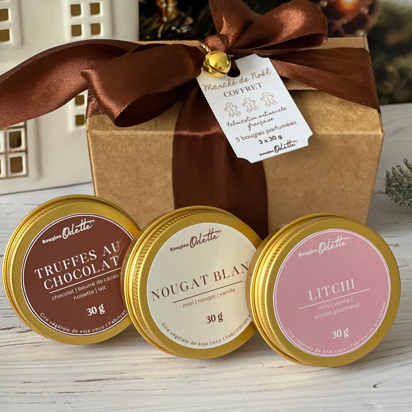 Coffret 3 bougies dorées - A COMPOSER