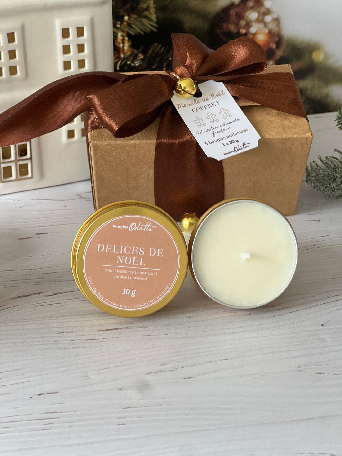 Coffret 3 bougies dorées - A COMPOSER